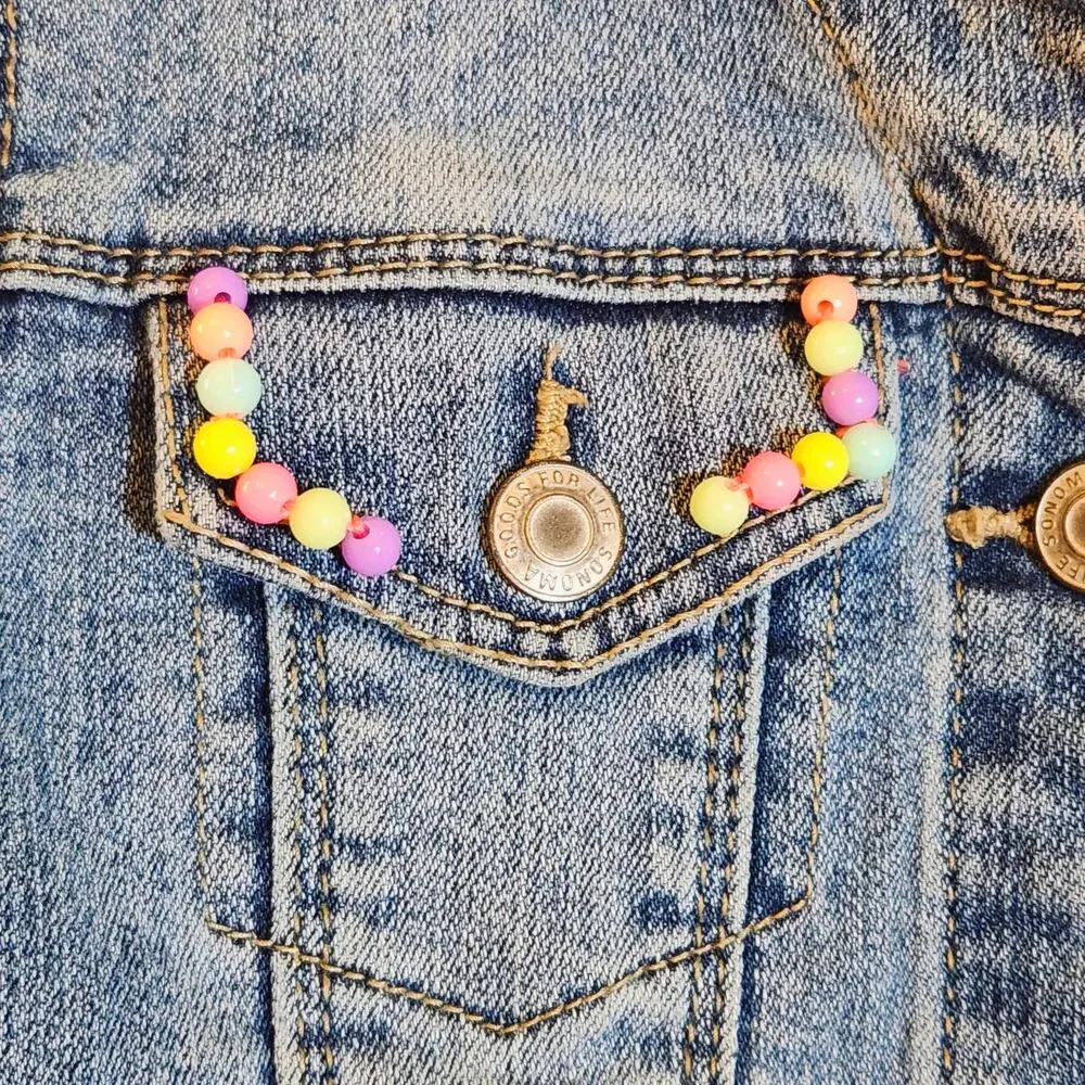 CUSTOM Hand Embroidered Denim Jacket with Beads, Child Size 6